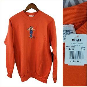Vintage New Halloween Scarecrow Pumpkin sweatshirt size Medium orange Dead Stock